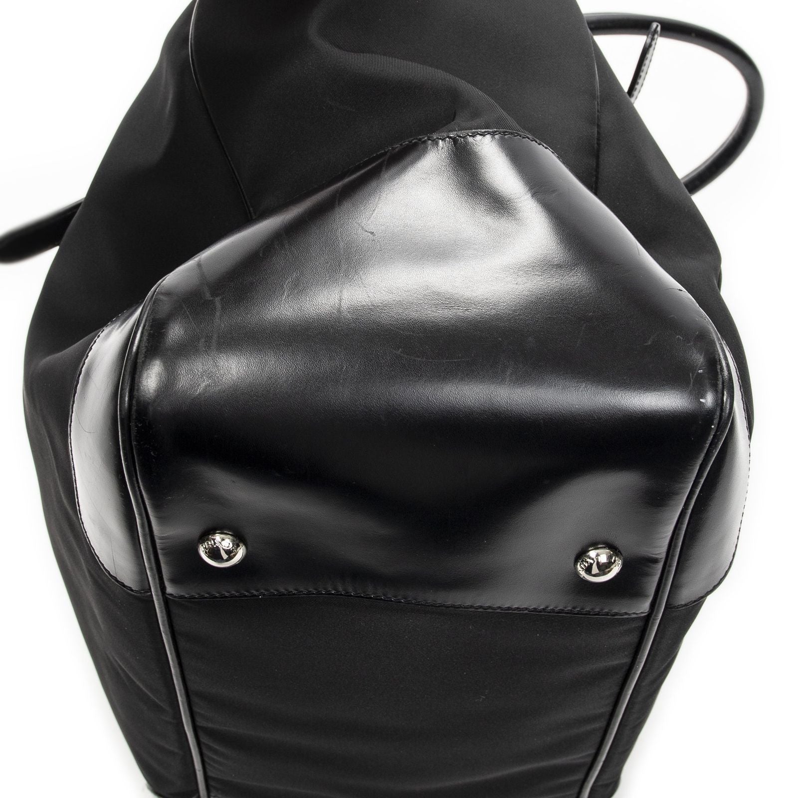 Prada Frame Dome Tote Black Nylon Canvas — view 8