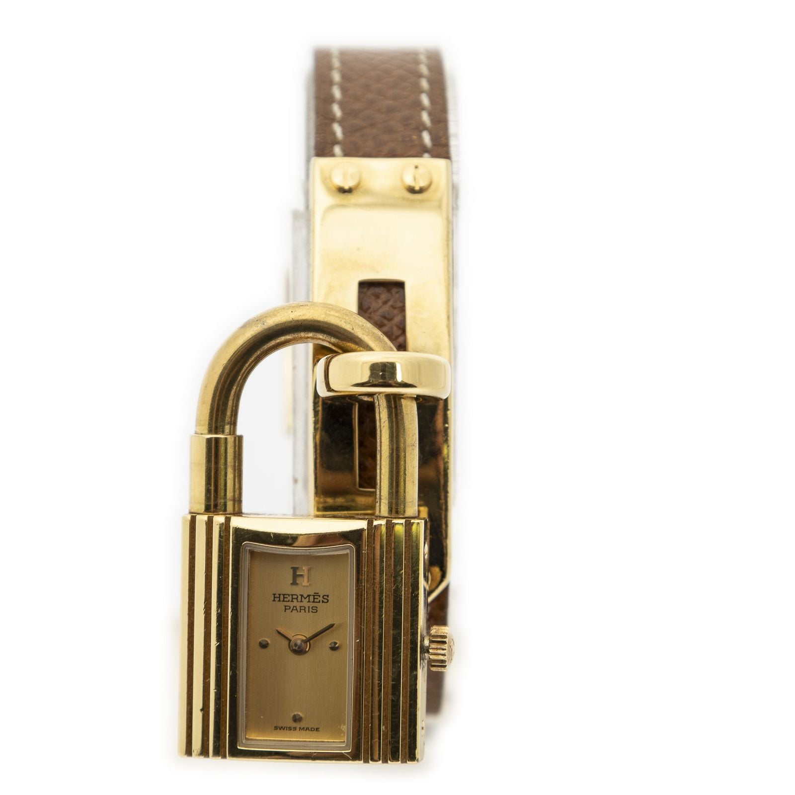 Hermes Kelly Watch Brown Courchevel Leather