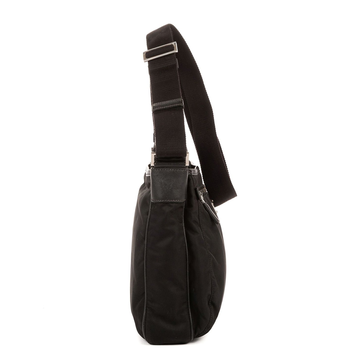 Prada Messenger Nylon Fabric a with Black Saffiano Leather — view 4