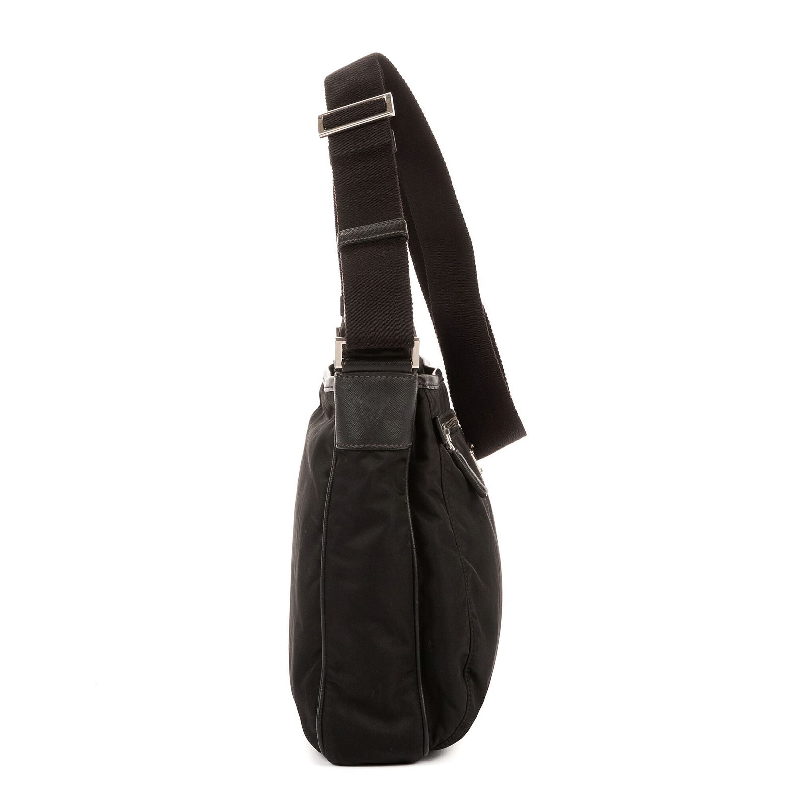 Prada Messenger Nylon Fabric a with Black Saffiano Leather — view 4