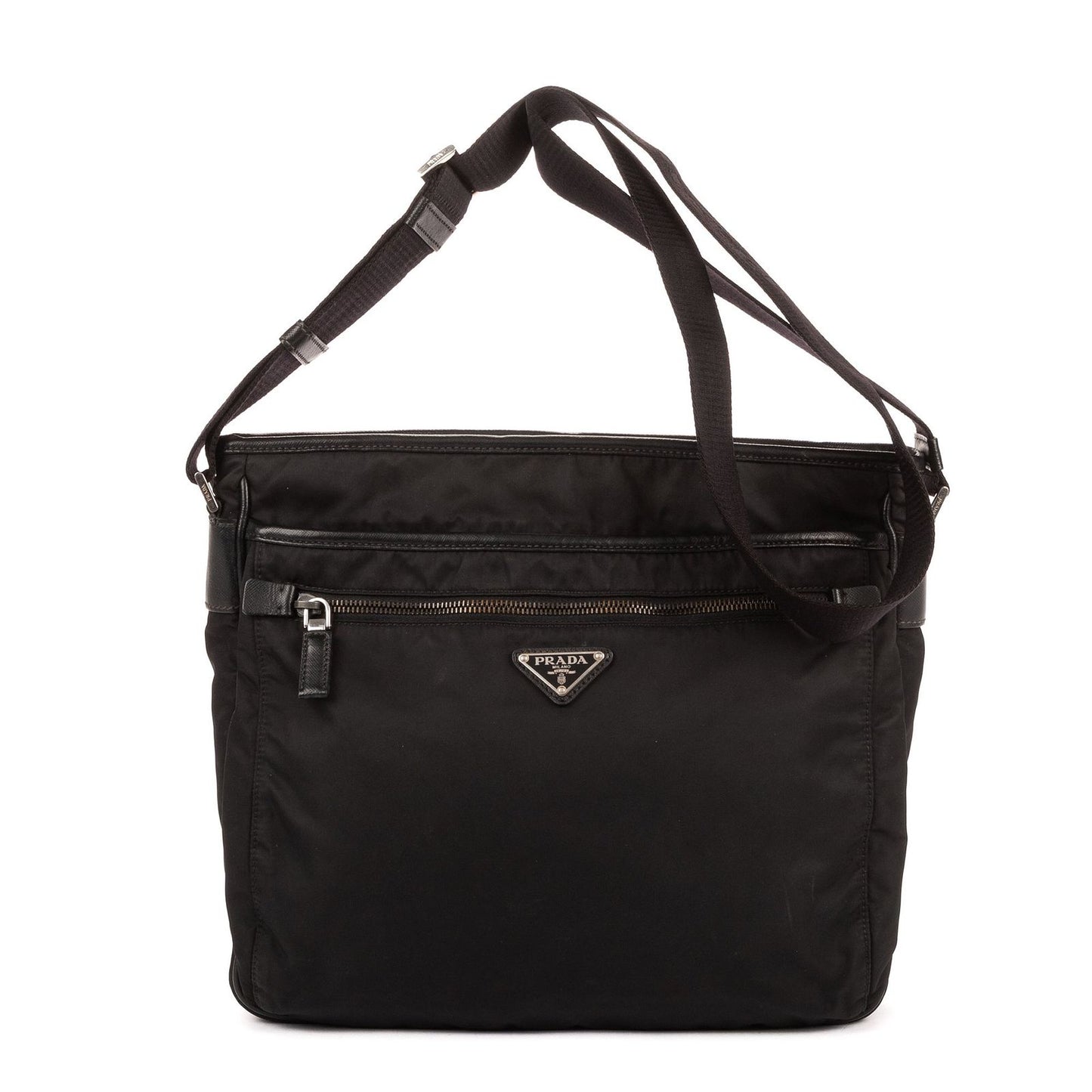 Prada Messenger Nylon Fabric a with Black Saffiano Leather