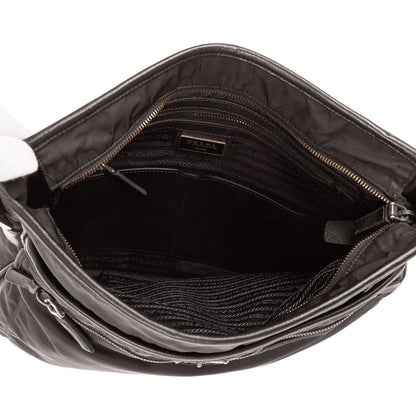 Prada Messenger Nylon Fabric a with Black Saffiano Leather — view 9
