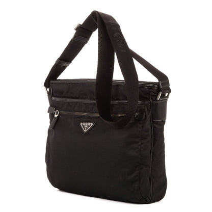 Prada Messenger Nylon Fabric a with Black Saffiano Leather — view 2