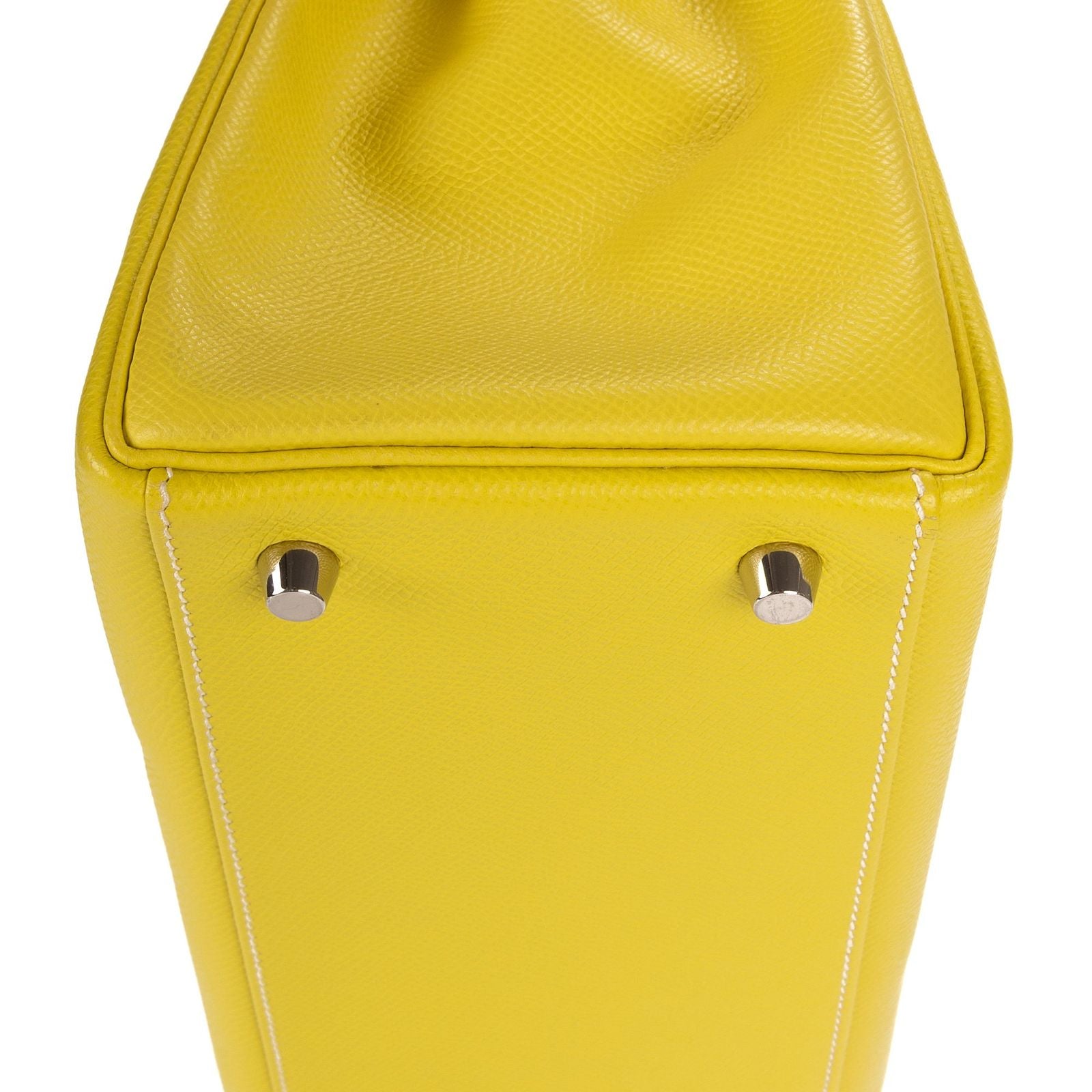 Hermes Limited Edition Candy Kelly Bright Lime Yellow Gray Perlee Verso Epsom — view 8