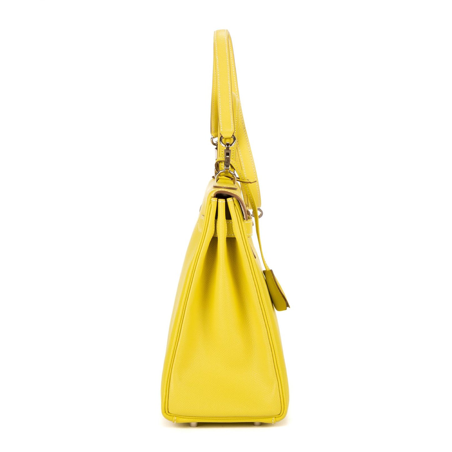 Hermes Limited Edition Candy Kelly Bright Lime Yellow Gray Perlee Verso Epsom — view 5
