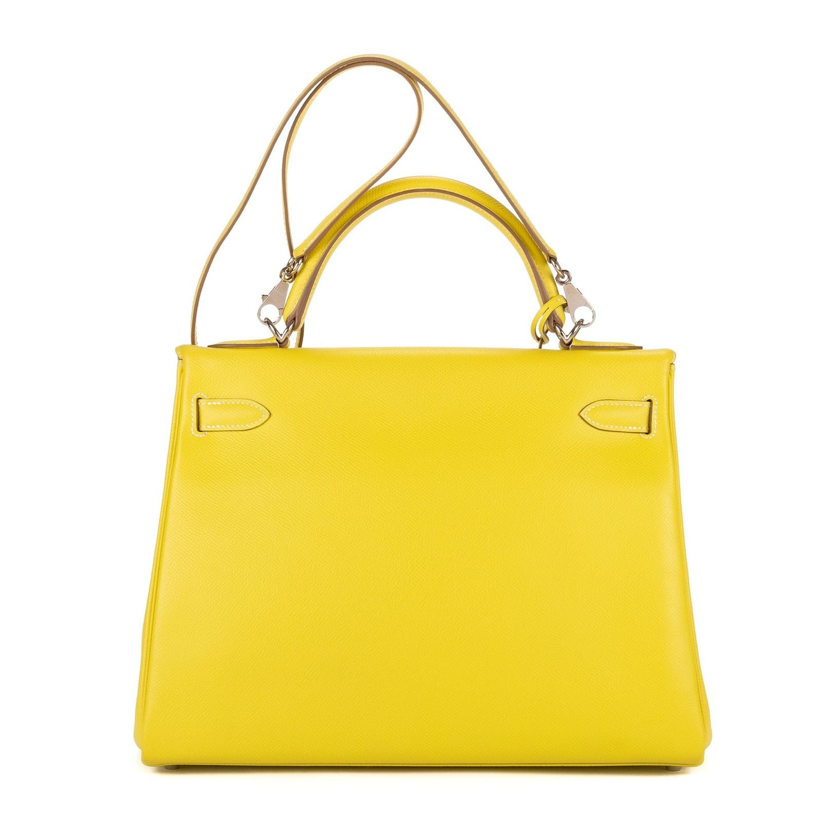 Hermes Limited Edition Candy Kelly Bright Lime Yellow Gray Perlee Verso Epsom — view 4
