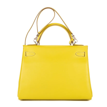 Hermes Limited Edition Candy Kelly Bright Lime Yellow Gray Perlee Verso Epsom — view 4