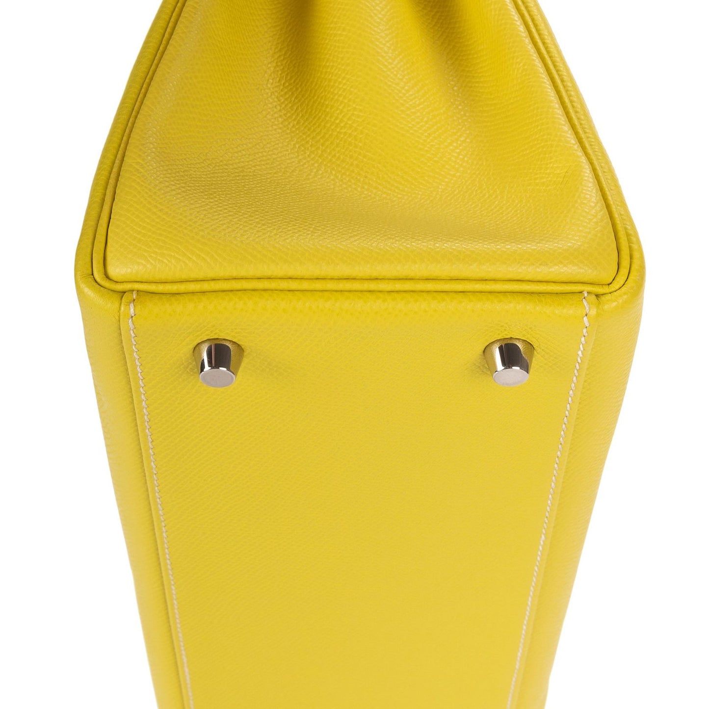 Hermes Limited Edition Candy Kelly Bright Lime Yellow Gray Perlee Verso Epsom — view 7