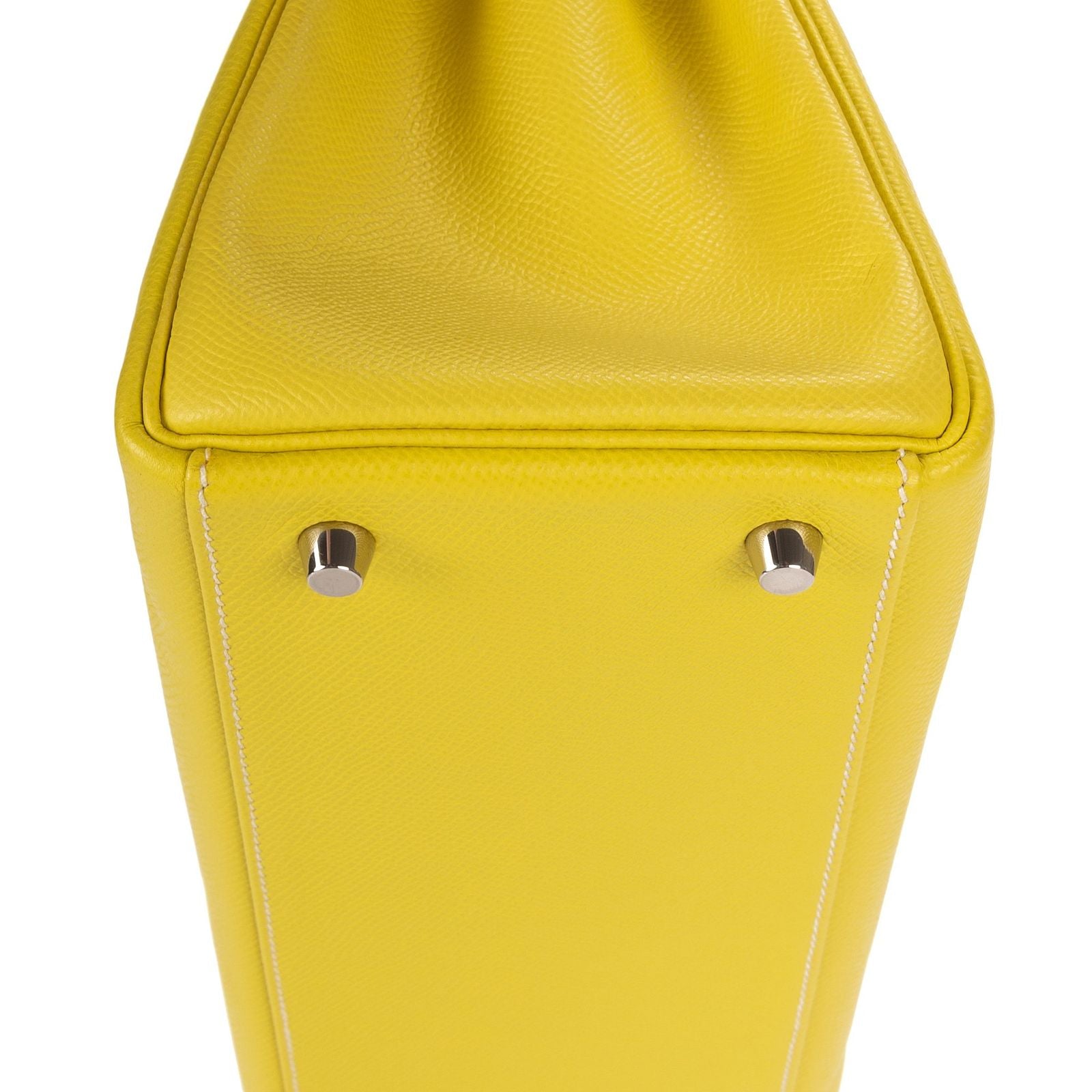 Hermes Limited Edition Candy Kelly Bright Lime Yellow Gray Perlee Verso Epsom — view 7