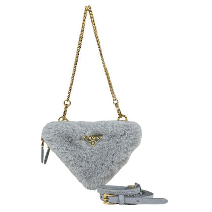 Prada Triangle Mini Pouch Saffiano Shoulder Bag Leather Gray