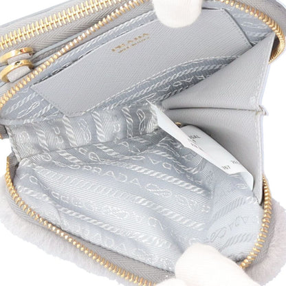 Prada Triangle Mini Pouch Saffiano Shoulder Bag Leather Gray — view 8