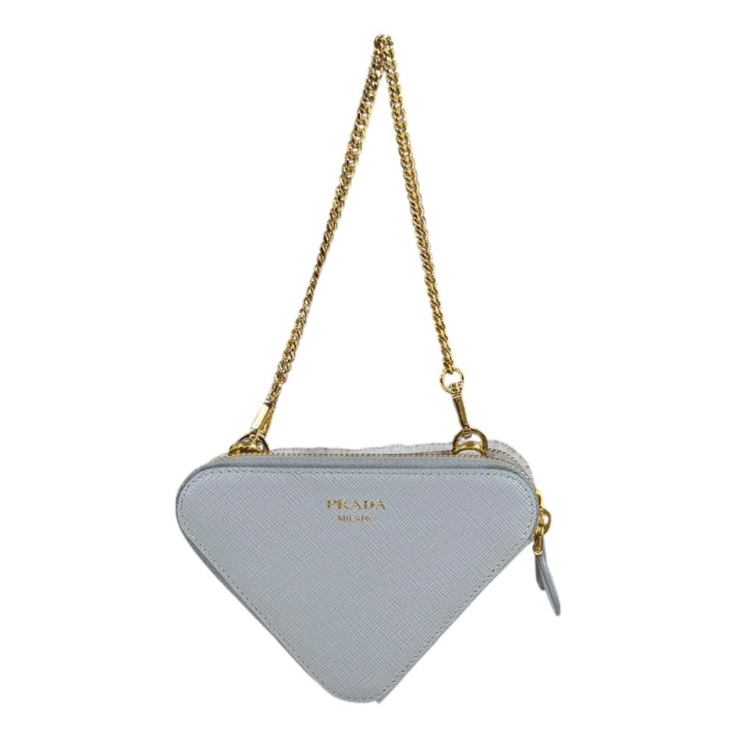 Prada Triangle Mini Pouch Saffiano Shoulder Bag Leather Gray — view 3