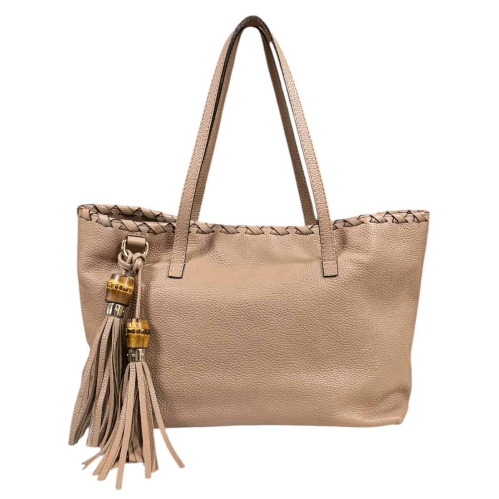 Gucci Bamboo Tote Leather Beige