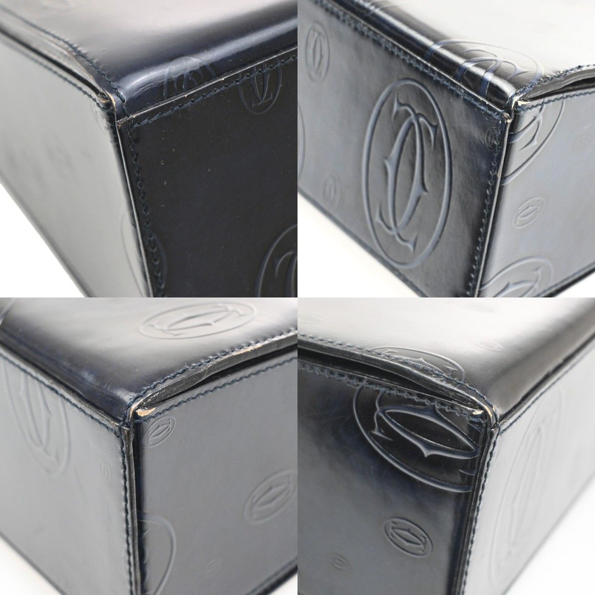 Cartier Happy Birthday Handbag Navy Enamel Leather — view 7