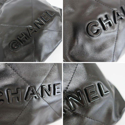 Chanel Ten 22 Mini 2-Way Chain Shoulder Bag Gray Black — view 8