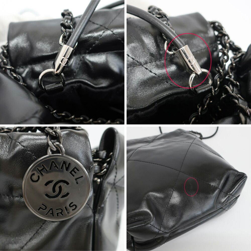 Chanel Ten 22 Mini 2-Way Chain Shoulder Bag Gray Black — view 7