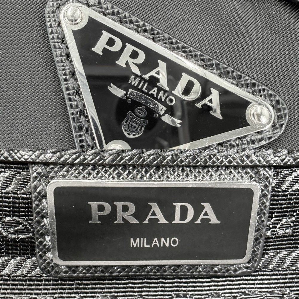 Prada 2-Way Brick Triangle Logo Shoulder Bag Crossbody Nylon Saffiano Leather — view 5
