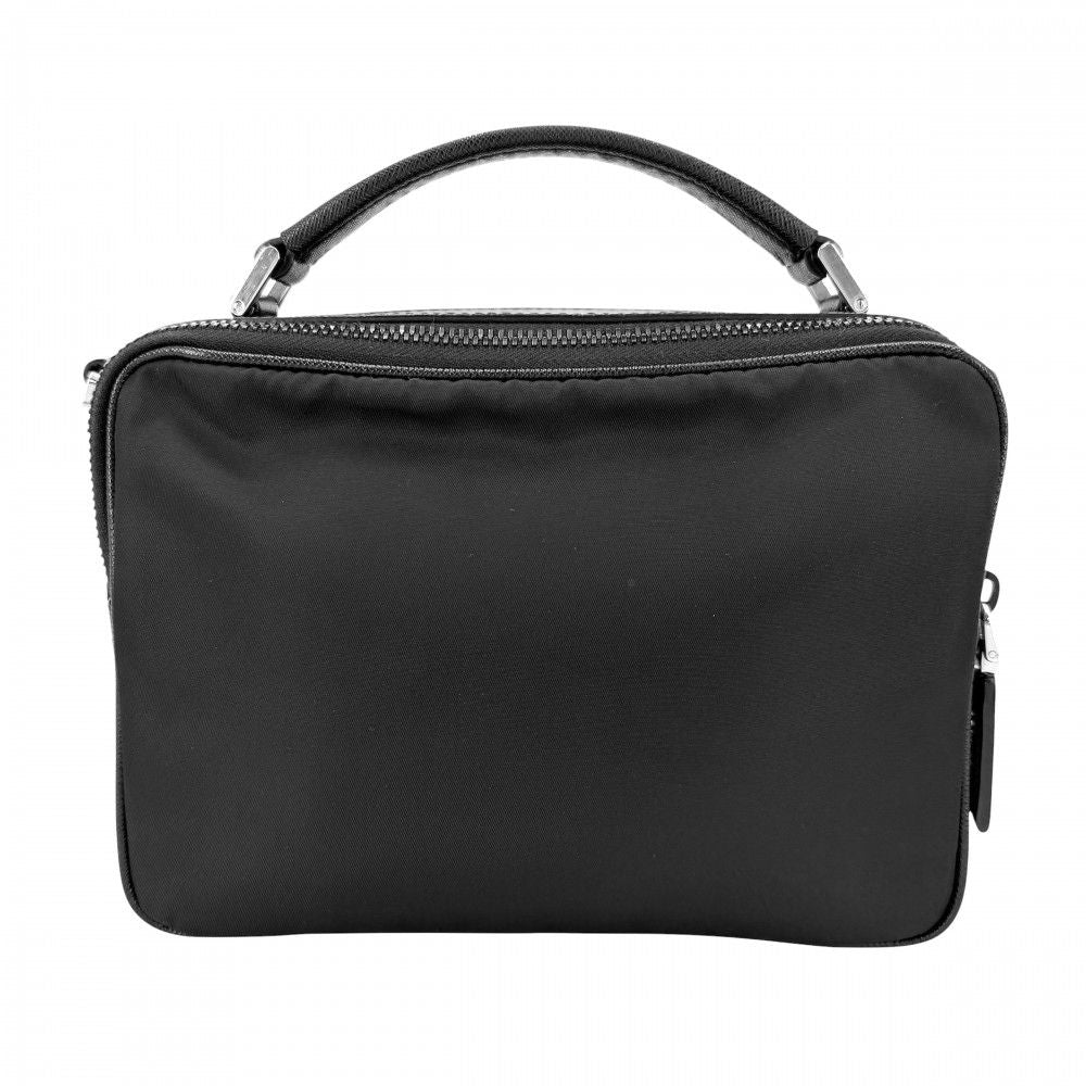 Prada 2-Way Brick Triangle Logo Shoulder Bag Crossbody Nylon Saffiano Leather — view 2