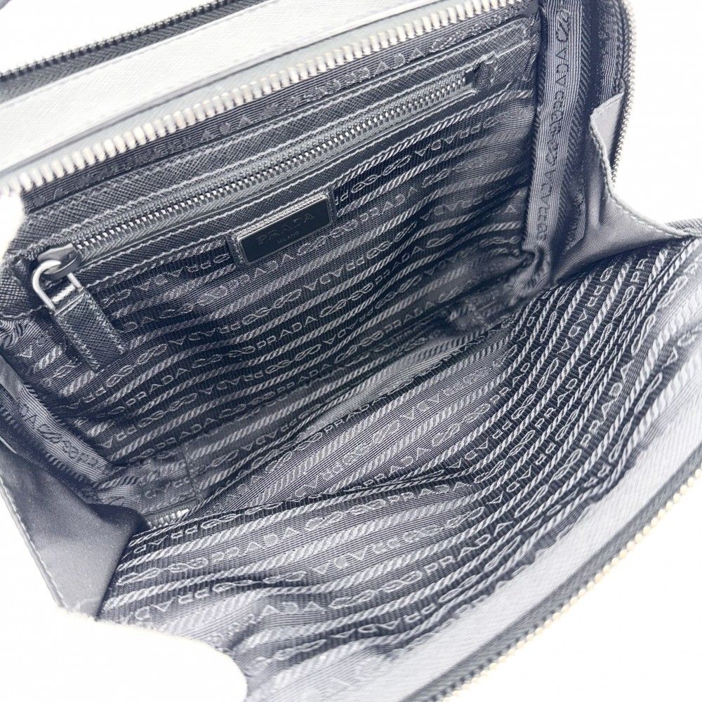Prada 2-Way Brick Triangle Logo Shoulder Bag Crossbody Nylon Saffiano Leather — view 4