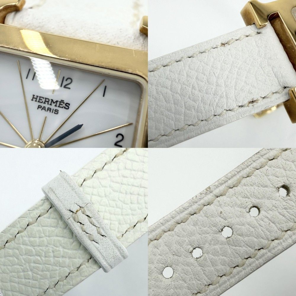 Hermes Watch White Dial Quartz Leather Gold — view 7