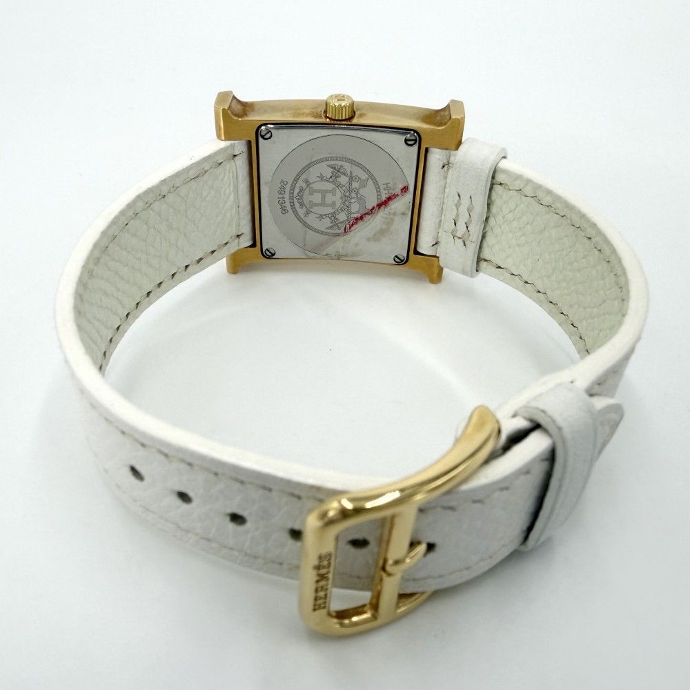 Hermes Watch White Dial Quartz Leather Gold — view 3