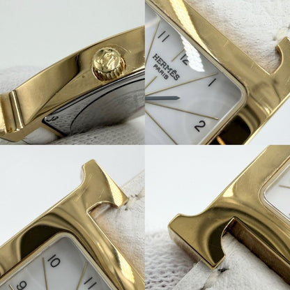 Hermes Watch White Dial Quartz Leather Gold — view 8