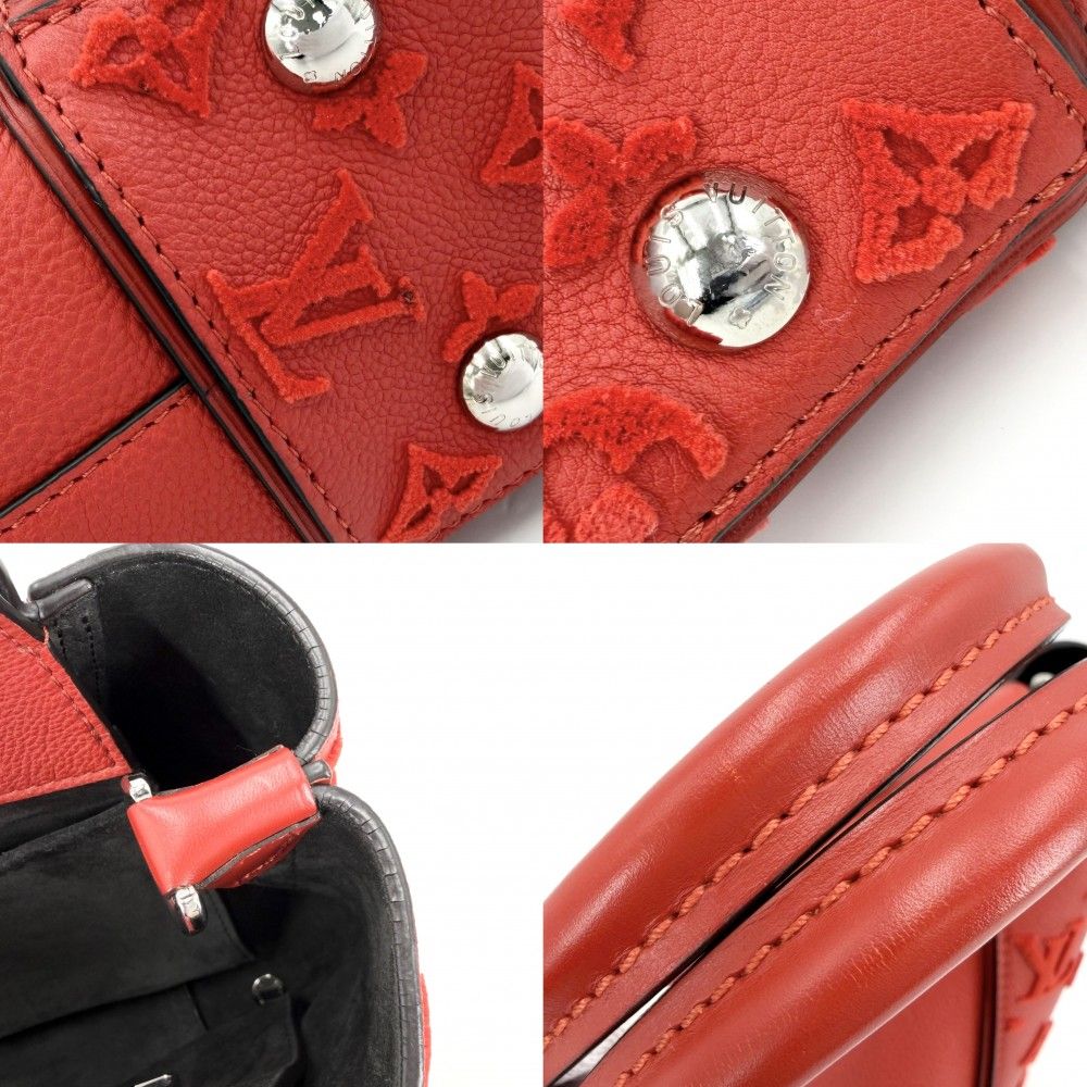 Louis Vuitton 2-Way Monogram Tufting Vert Tote Shoulder Bag Red Silver — view 7
