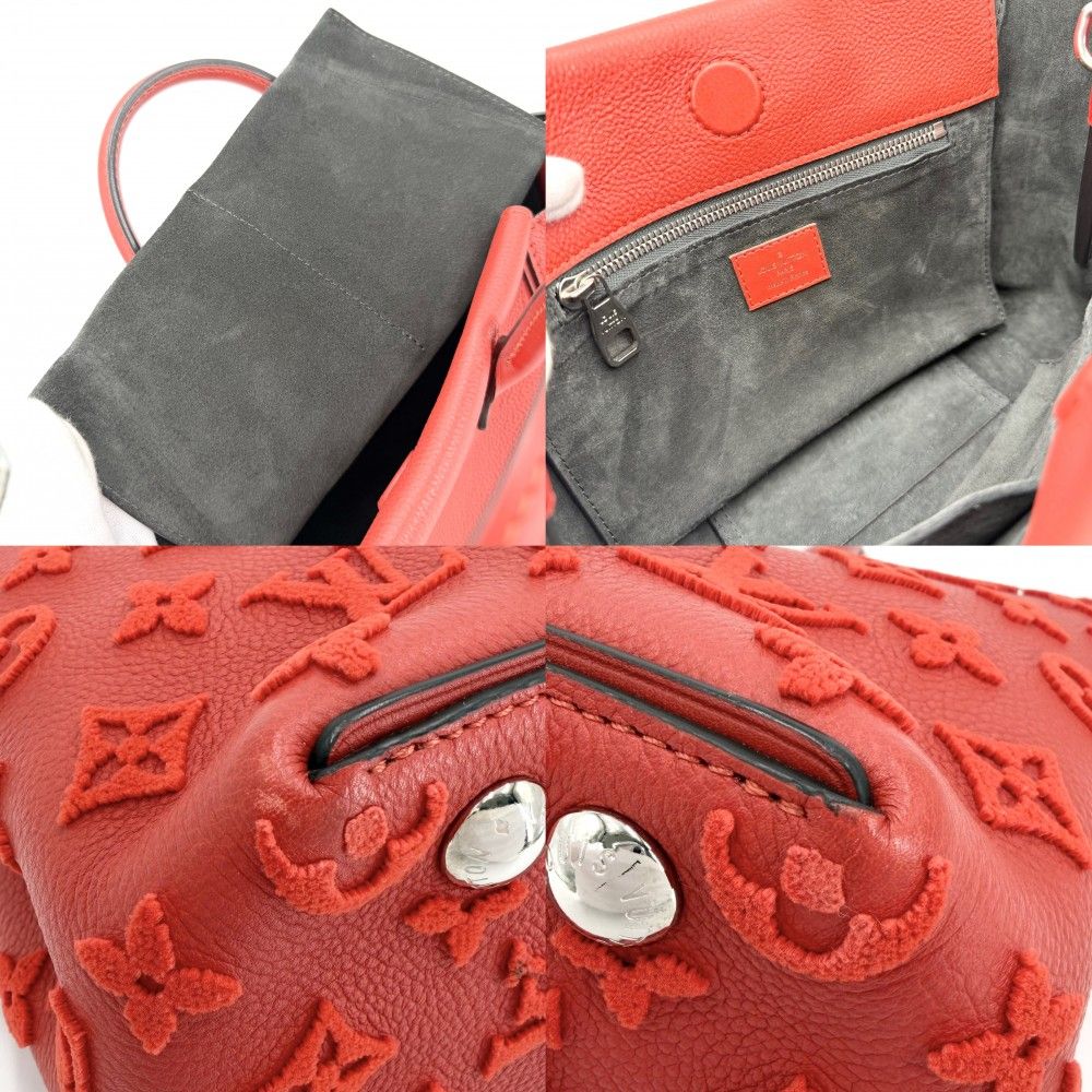 Louis Vuitton 2-Way Monogram Tufting Vert Tote Shoulder Bag Red Silver — view 6