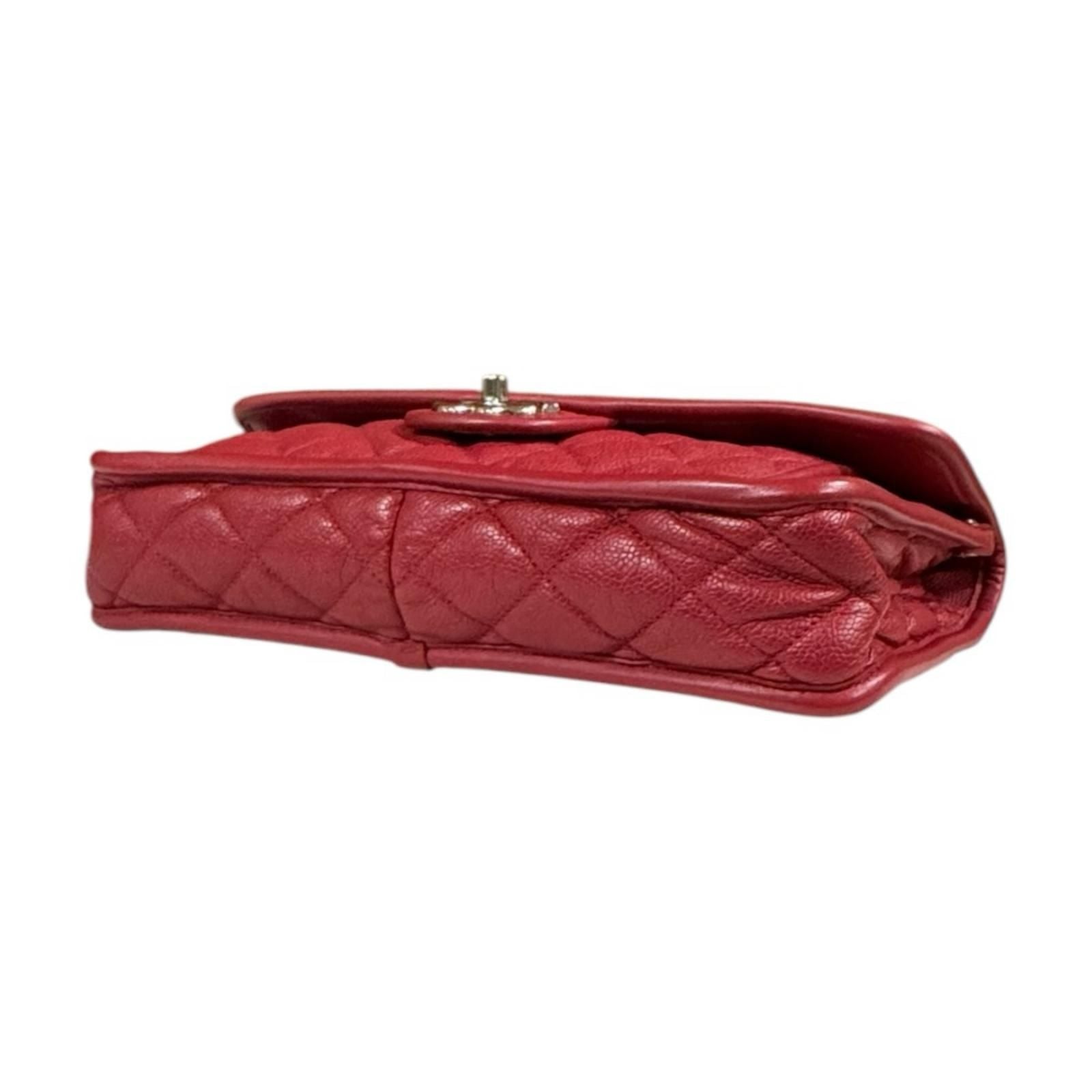 Chanel French Riviera Quilted Shoulder Bag Leather Red — view 5