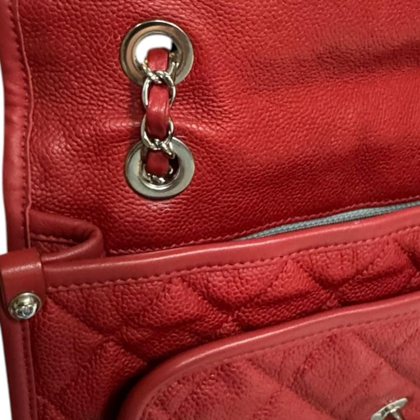 Chanel French Riviera Quilted Shoulder Bag Leather Red — view 8