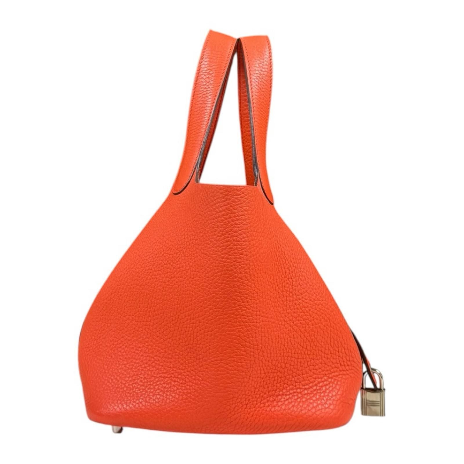 Hermes Picotin Lock PM Handbag Taurillon Clemence Orange — view 4