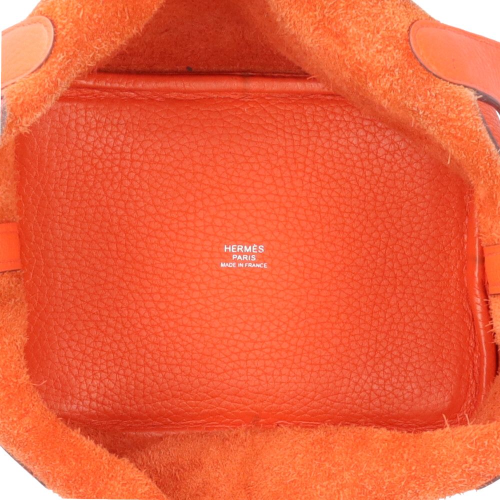 Hermes Picotin Lock PM Handbag Taurillon Clemence Orange — view 6