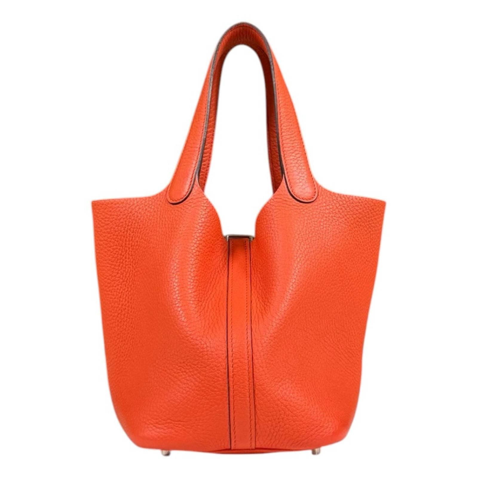 Hermes Picotin Lock PM Handbag Taurillon Clemence Orange — view 3