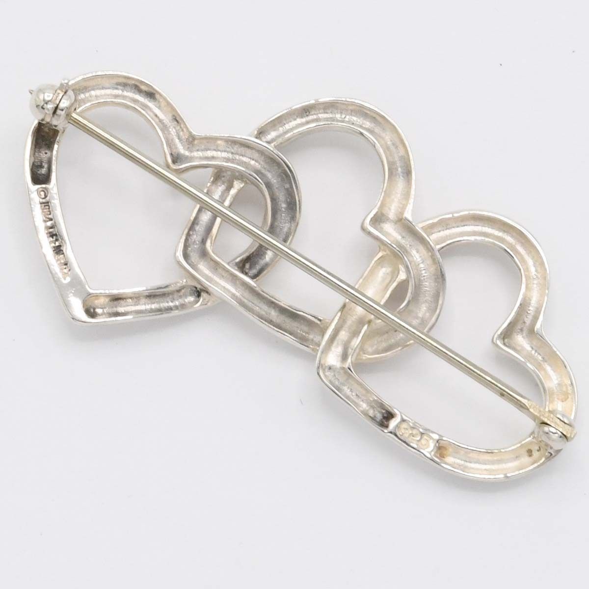 Tiffany & Co Brooch Triple Heart 925 Sterling Silver