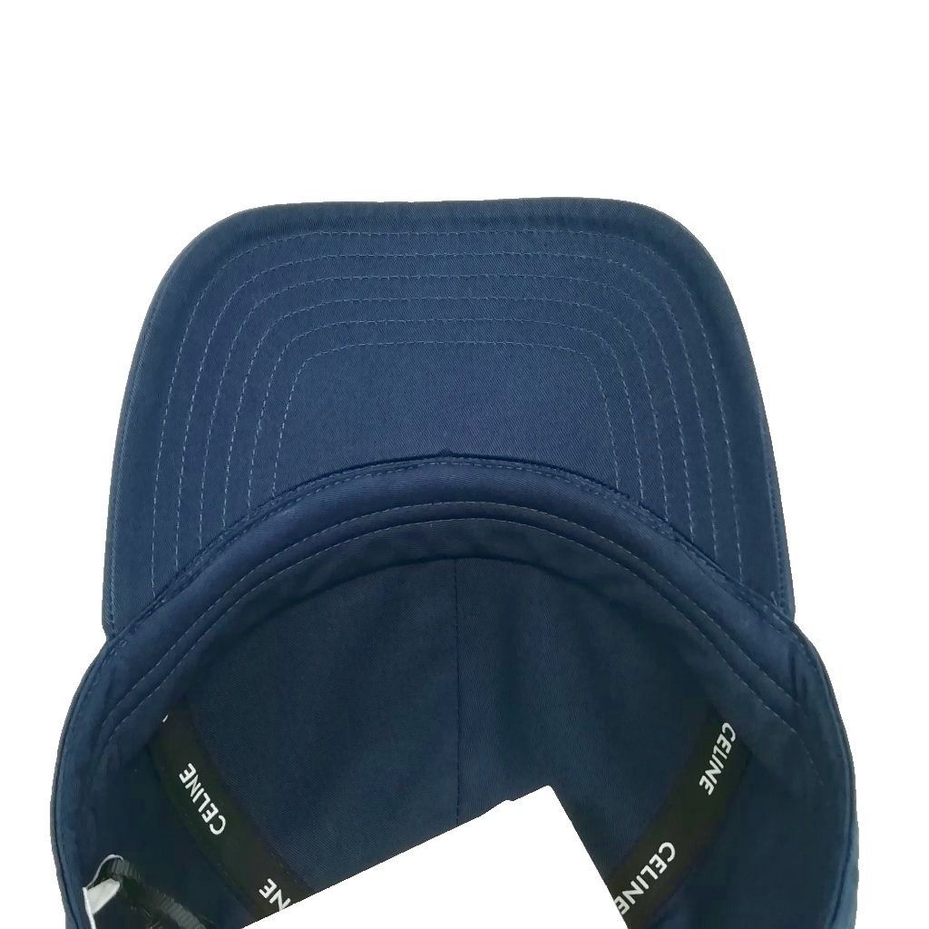 Celine Logo Baseball Cap Cotton L Navy Hat — view 8