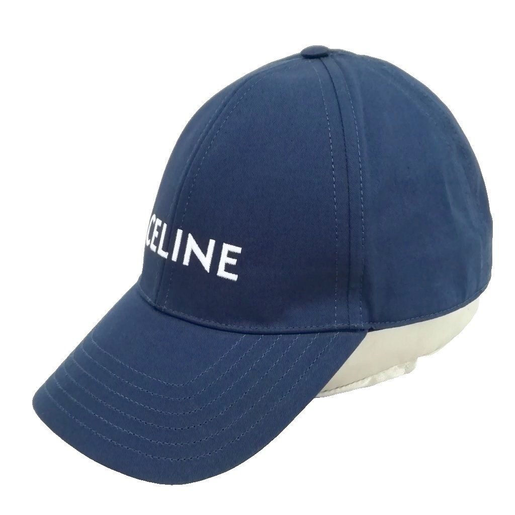 Celine Logo Baseball Cap Cotton L Navy Hat — view 2
