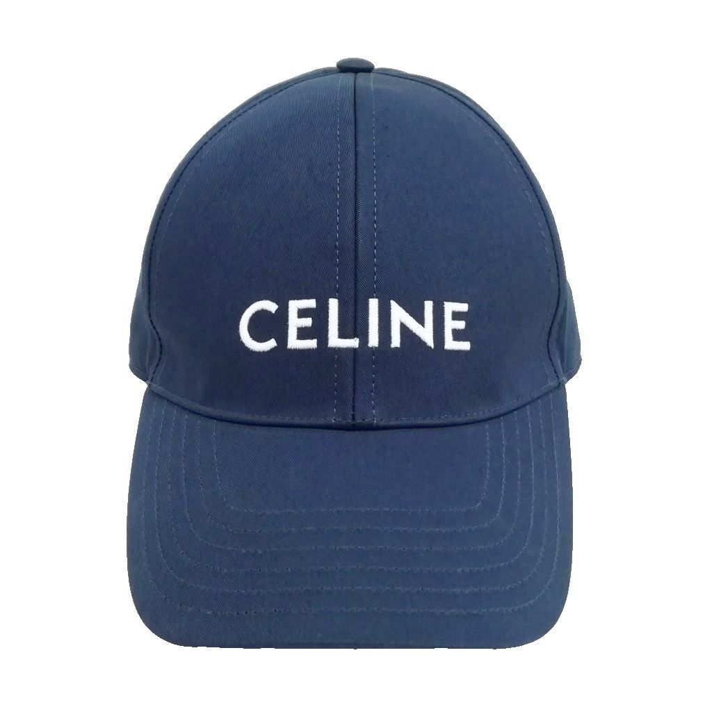 Celine Logo Baseball Cap Cotton L Navy Hat