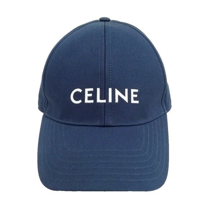 Celine Logo Baseball Cap Cotton L Navy Hat