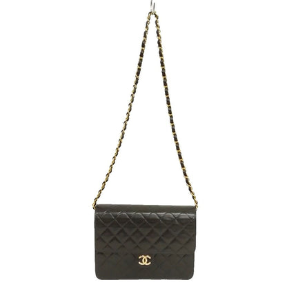 Chanel Quilted Chain Shoulder Bag Push Lock Lambskin Black Gold — view 2