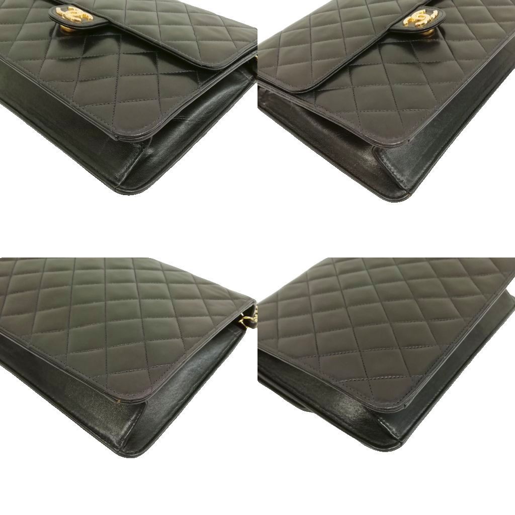 Chanel Quilted Chain Shoulder Bag Push Lock Lambskin Black Gold — view 5