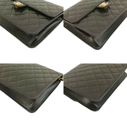 Chanel Quilted Chain Shoulder Bag Push Lock Lambskin Black Gold — view 5