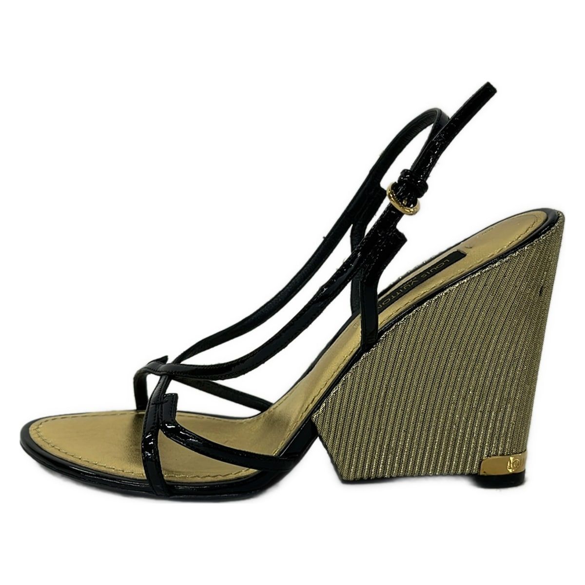 Louis Vuitton Sandals 35.5 Black Gold Leather