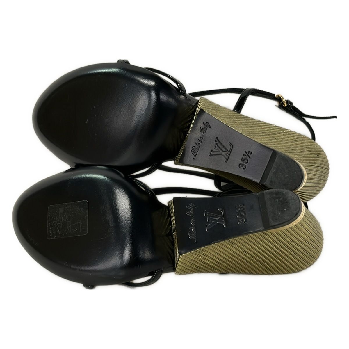 Louis Vuitton Sandals 35.5 Black Gold Leather — view 4