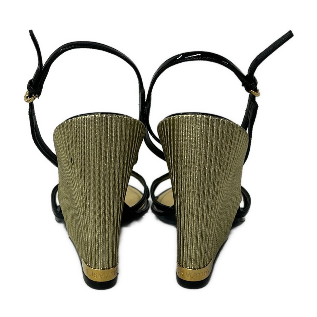 Louis Vuitton Sandals 35.5 Black Gold Leather — view 3