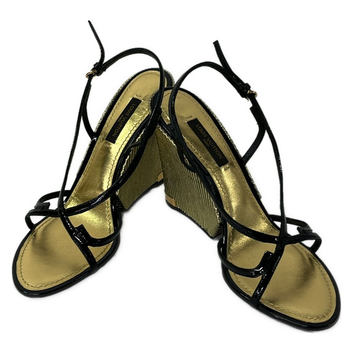 Louis Vuitton Sandals 35.5 Black Gold Leather — view 2