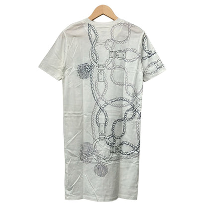 Hermes Dress 34 S White Navy Multi Short Sleeve T-Shirt Knee Length Rope Tassel — view 2