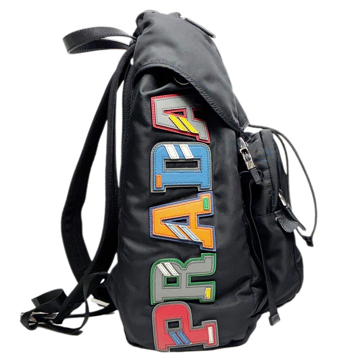 Prada Logo Patch Backpack Black — view 6