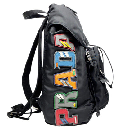 Prada Logo Patch Backpack Black — view 6