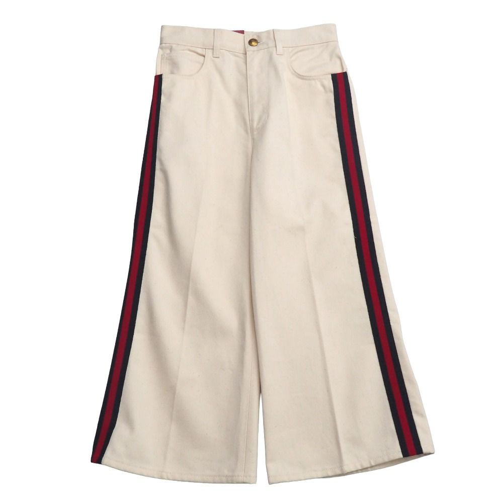 Gucci Hypnotism Pants 26 Side Line White Denim GG Logo Button