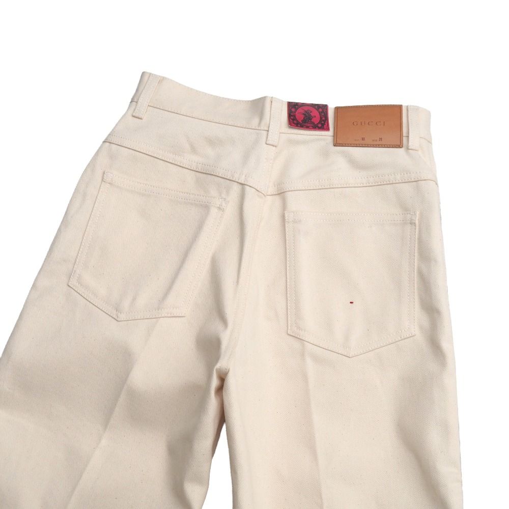 Gucci Hypnotism Pants 26 Side Line White Denim GG Logo Button — view 4